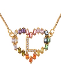 Fashion Gold L Copper Inlaid Zircon Love Letter Necklace