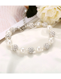 Pulsera De Perlas Con Diamantes Completos