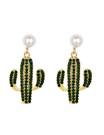 Pendientes De Cactus Con Perlas De Aleación