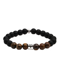 Aries Tiger Eye Beaded Black Frosted Pulsera