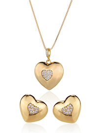 Collar Con Aretes De Diamantes Chapados En Oro