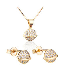 Conjunto De Collar Con Aretes De Diamantes Chapados En Oro De Planet