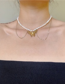 Collar Tridimensional De Perlas Huecas De Perlas Naturales De Mariposa Tridimensional