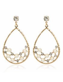 Pendientes De Perlas Acrílicas De Aleación En Forma De Gota Con Diamantes