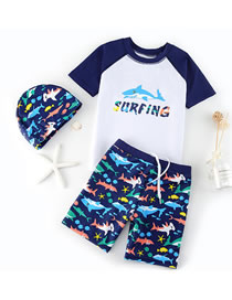 Bañador Infantil Con Estampado De Tiburones En Color Contraste