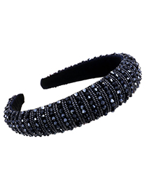 Fashion Navy Blue Sponge Pearl Resin Beads Headband