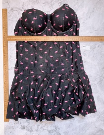 Fashion Black Printed Flamingo One-piece Swimsuit