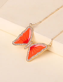 Collar Con Colgante De Aceite De Gota De Diamante De Mariposa