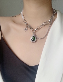 Collar De Perlas Con Costura De Diamantes Y Gota De Agua