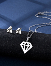 Conjunto De Aretes De Collar De Diamantes De Acero De Titanio