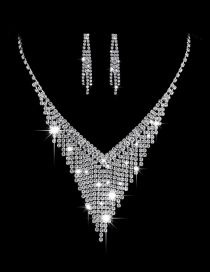 Conjunto De Collar De Anillo De Aretes De Perla De Diamantes De Imitación Geométricos