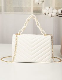Fashion Acrylic V Pattern White Pu Chain Portable V Pattern Crossbody Bag