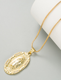 Colgante Ovalado De La Virgen María Collar De Circón Con Microconjunto De Oro De 18 Quilates Bañado En Cobre
