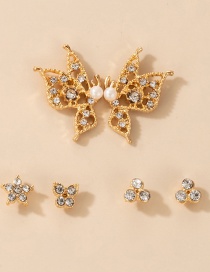 Conjunto De Pendientes De Mariposa De Diamantes Completos De Aleación