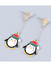 Pendientes De Pingüino Estrella De Aceite De Gota De Aleación De Navidad