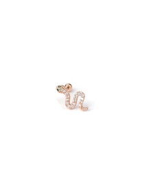 Fashion 8# Rose Gold Color Stainless Steel Inlaid Zirconium Thin Rod Piercing Screw Earrings