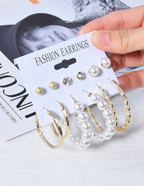 Fashion 15# Geometric Pearl Thread Butterfly Star Moon Irregular Earring Set