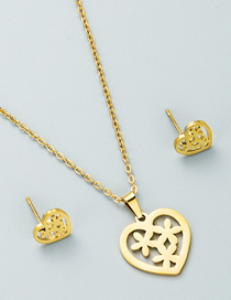 Fashion Heart-shaped Titanium Steel Love Heart Round Earrings Necklace Set