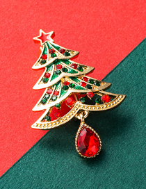 Broche De Árbol De Navidad Hueco Con Goteo De Aceite Con Incrustaciones De Diamantes De Aleación