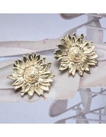 Fashion Gold Metal Sunflower Stud Earrings
