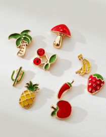 Fashion Color Alloy Diamond Drop Oil Mushroom Cherry Banana Apple Coconut Strawberry Stud Earrings Set