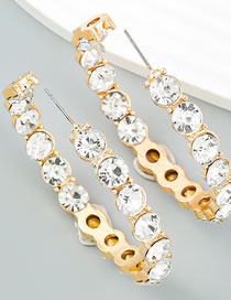 Fashion White Alloy Diamond Round Earrings