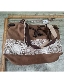 Fashion Brown Canvas Print Handbag