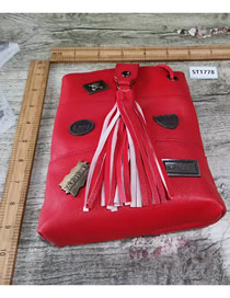 Fashion Red Pu Large Capacity Messenger Bag