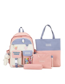 Fashion Pink Nylon Contrast Large Capacity Backpack