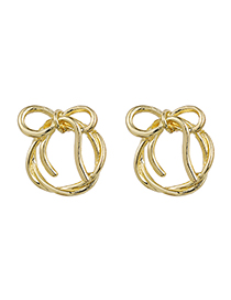 Fashion Gold Color Alloy Bow Hollow Round Earrings