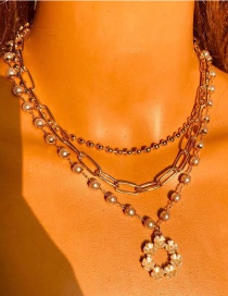 Collar Multicapa De Perlas De Cadena De Cuentas Redondas De Aleación