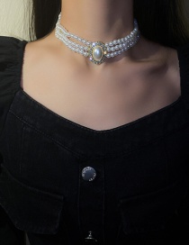 Collar Multicapa Geométrico De Diamantes Mosaico De Perlas