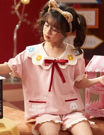 (niños) Pijama Infantil De Algodón De Manga Corta Con Estampado Fino