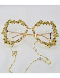 Gafas De Sol Con Cadena De Perlas Y Diamantes De Imitación De Mariposa Tallada