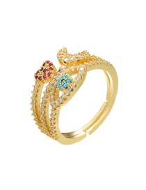 Fashion Gold Color Micro Inlaid Zircon Eyes Stars And Moon Ring