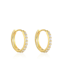 Fashion Gold Color - White Diamond 8mm Metal Diamond Round Earrings