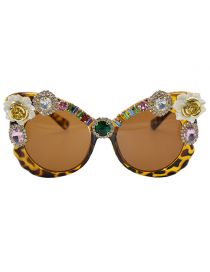 Gafas De Sol Ojo De Gato Con Diseño Floral De Diamantes De Resina