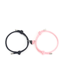 Fashion Black Fan Love Magnet Black+pink Bracelet One -to -pair Alloy Magnetic Sucking Love Line Rope Bracelet Set