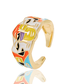 Fashion C Copper Dripping Oil Cartoon Mask Open Ring