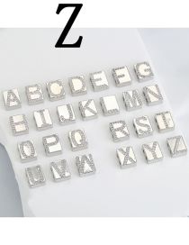 Cobre Con Incrustaciones De Circonio Cuadrado 26 Letras Rectángulo Perforado Diy Cuentas Sueltas