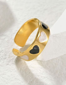 Fashion Gold Titanium Steel Drip Oil Heart Ring