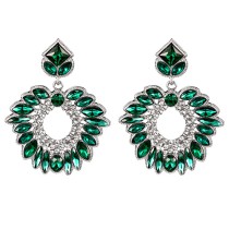 Fashion Dark Green Alloy Diamond Geometric Earrings