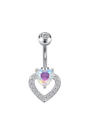 Fashion Heart Stainless Steel Piercing Diamond Heart Navel Ring