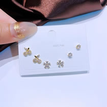 Fashion 10# Zirconia Geometric Earrings Set In Copper
