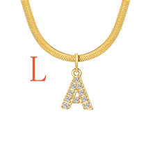 Fashion 2#l Titanium Steel Diamond 26 Alphabet Snake Bone Chain Necklace