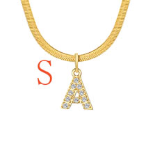 Fashion 2#s Titanium Steel Diamond 26 Alphabet Snake Bone Chain Necklace
