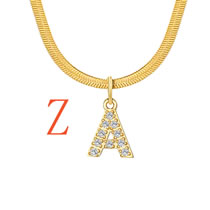 Collar De Cadena De Hueso De Serpiente Con Alfabeto De 26 Diamantes De Acero De Titanio