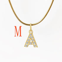 Fashion 3#m Titanium Steel Diamond 26 Alphabet Necklace