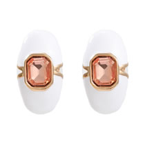 Fashion Rose Gold Alloy Inlaid Square Diamond Oil Drop Oval Stud Earrings