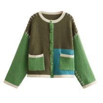 Cárdigan Tipo Suéter De Punto Con Bolsillos Color Block
